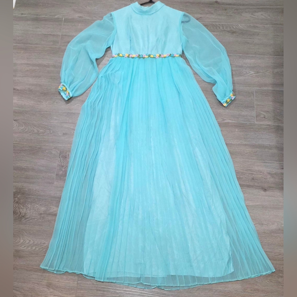 Vintage 60's-70's A Dress Town Original Long Dress Mod GoGo Style Sz S Sheer